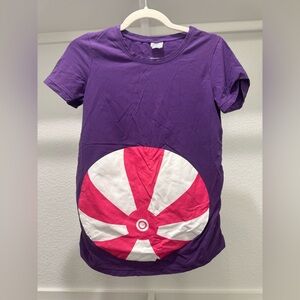 Mamagama Purple Ruched Maternity T-Shirt with Beachball Graphic - M